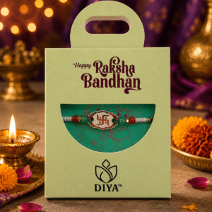 Premium Diya Silver Swastik Rakhi