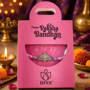 Premium Diya Silver Dhanush Rakhi