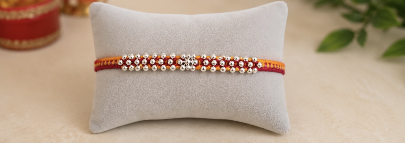 Handcrafted Silver Beads Rakhi