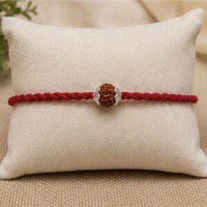 Handcrafted Silver Single Rudraksh Rakhi