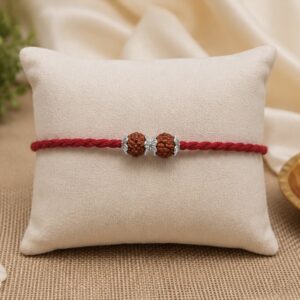 Handcrafted Silver Double Rudraksh Rakhi