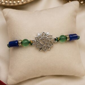 Handcrafted Silver Om Lotus Rakhi