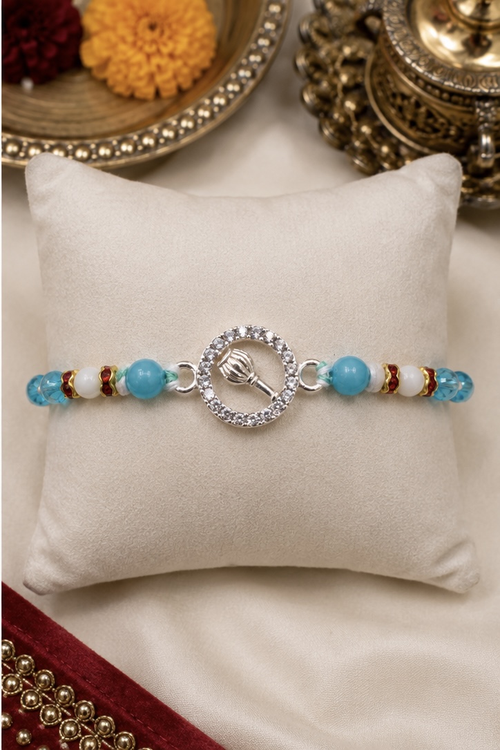 Handcrafted Silver Hanuman Gada Rakhi