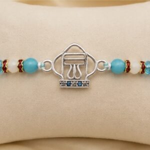 Handcrafted Silver Trishul Tilak Rakhi