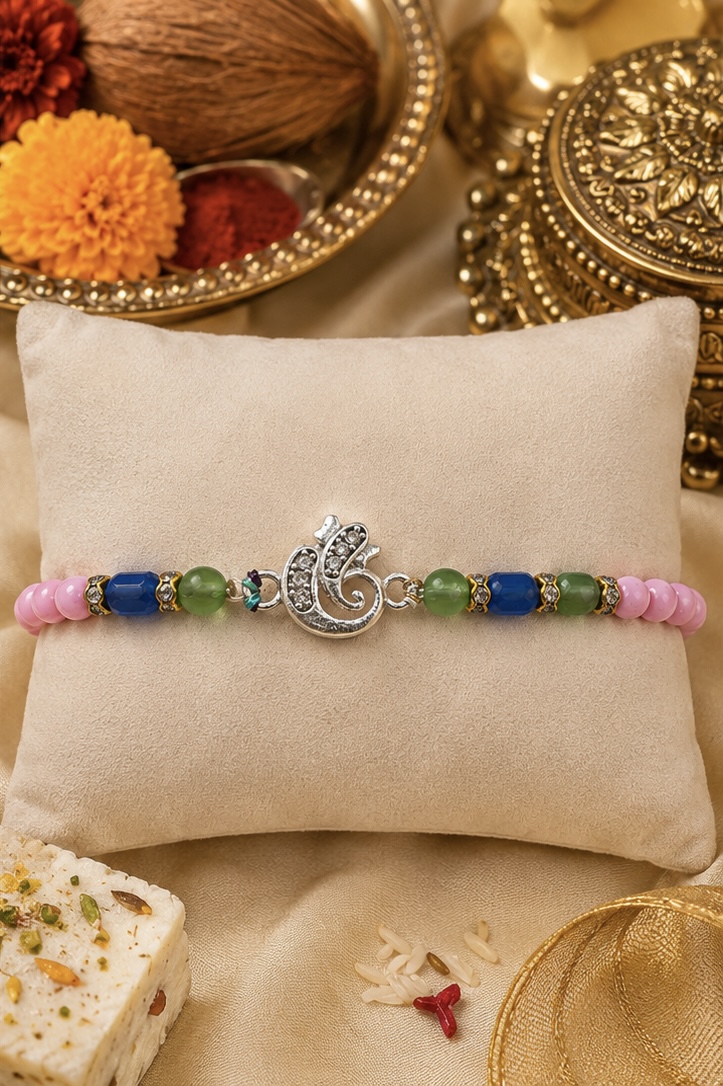 Handcrafted Silver Ganpati Grace Rakhi
